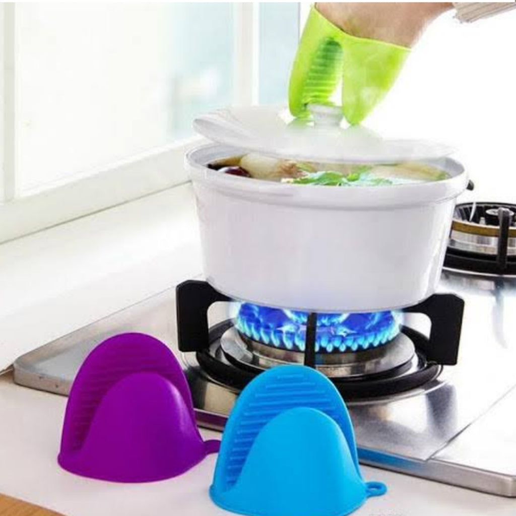 Silicone Heat Resistant Pot Holders  | Insulation Non-Stick Anti-slip Pot Bowel Holder Clips | Baking Oven Mitts-Pair