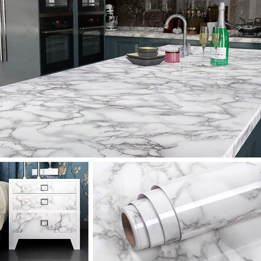 60x200cm Waterproof Heat Resistant Self Adhesive Anti Oil Kitchen Wallpaper | Marble Sheet for Kitchen