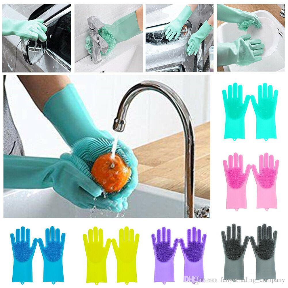 Reusable Magic Dish Washing  Silicone Gloves With Scrubber | Dishwashing Gloves