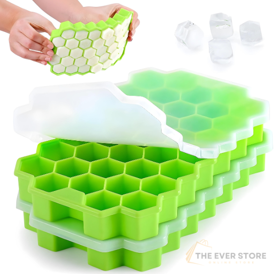 Two Honeycomb Shape Silicone Ice Cube Trays with Lid