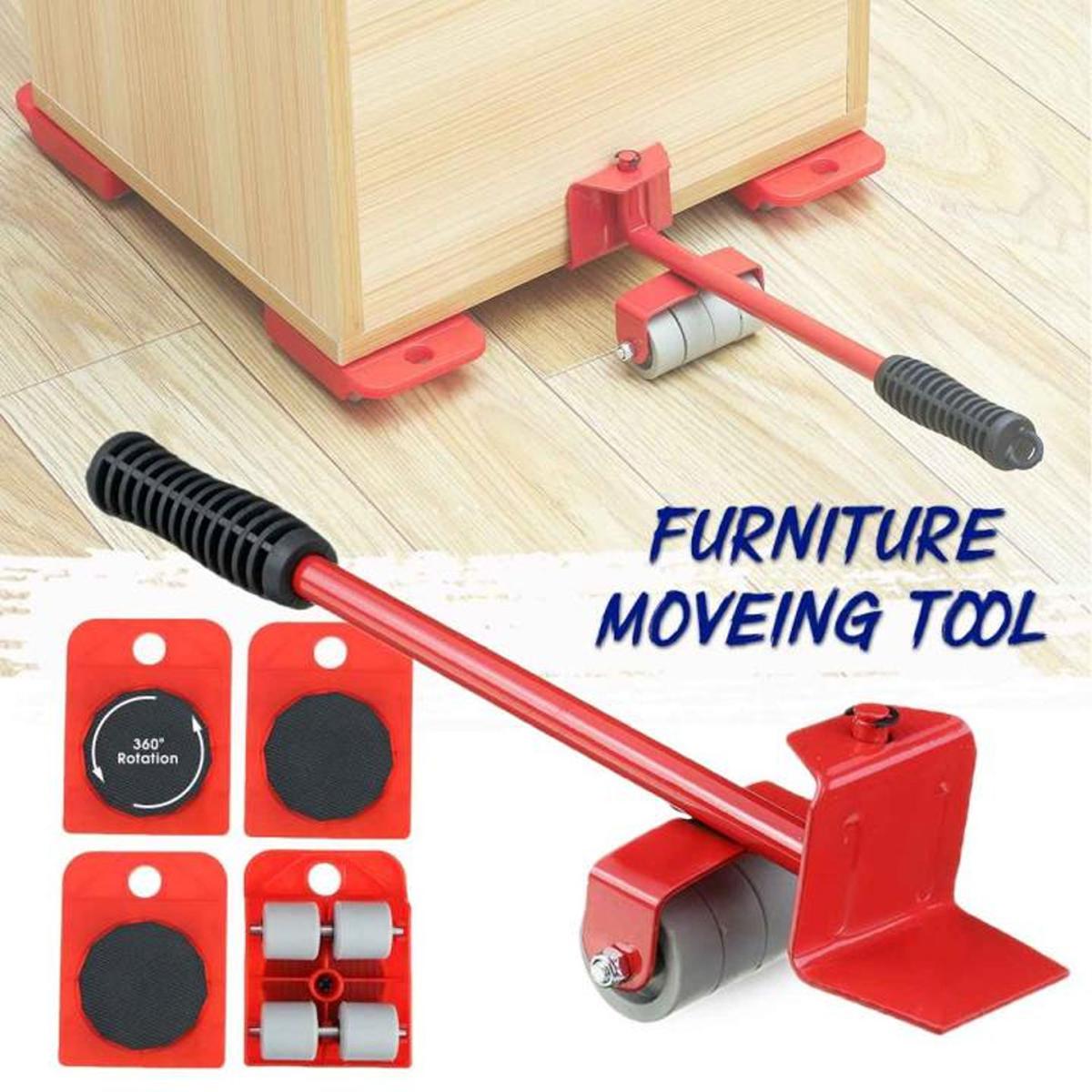 5 in 1 Heavy Furniture Moving Tool Set | Rolling Wheel Corner Mover | Heavy Furniture Shifter Lifter Tool