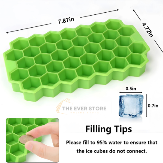 Two Honeycomb Shape Silicone Ice Cube Trays with Lid