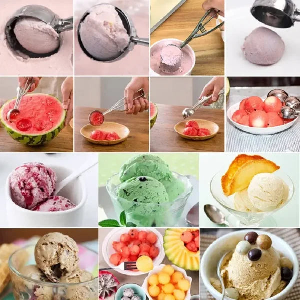 Ice Cream Spoon Scoop Stainless Steel Spring Handle