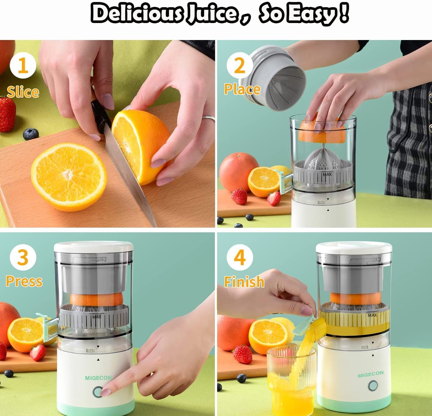 Rechargeable Portable Electric Citrus Juicer Machine with USB Outlet - Convenient Orange Juicer and Lemon Squeezer