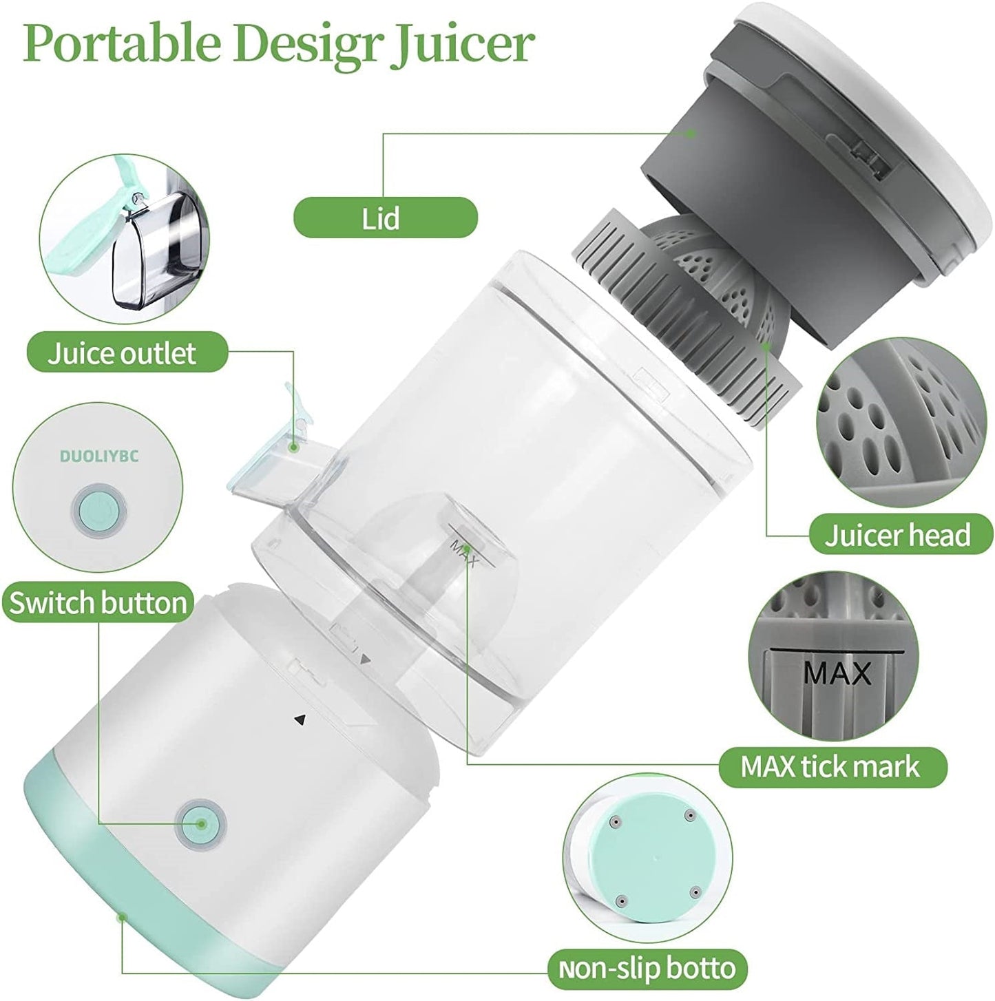 Rechargeable Portable Electric Citrus Juicer Machine with USB Outlet - Convenient Orange Juicer and Lemon Squeezer