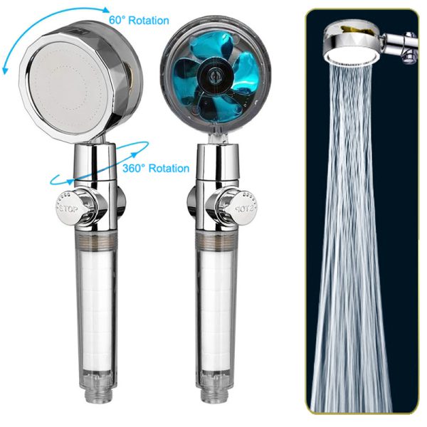 Pressurized Shower Head Turbine | Turbo Fan Handheld Shower | 360 Degrees Magic way of water outlet