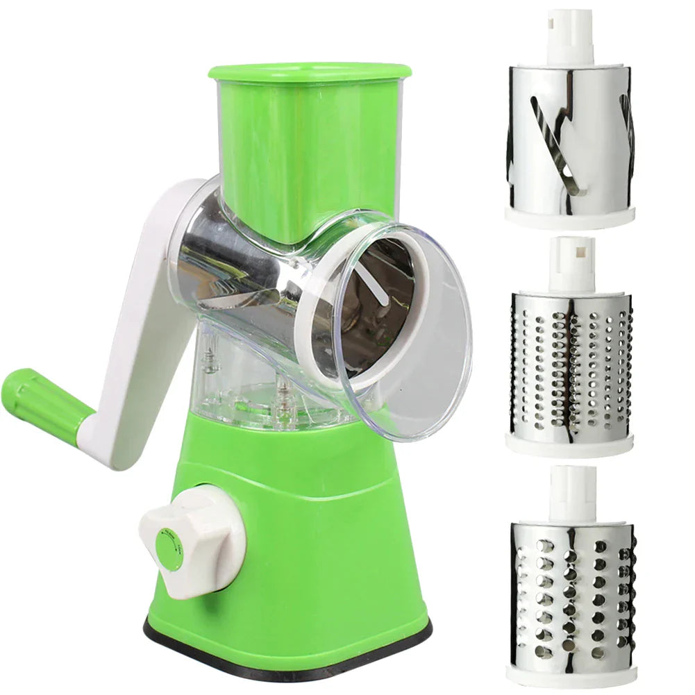 Multifunctional Manual Vegetable Cutter Slicer 3-in-1 Round Grater