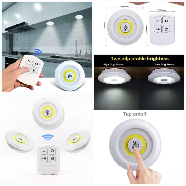 Tap Led Light With Remote Control (Pack Of 3 Lights) | LED Cabinet Light