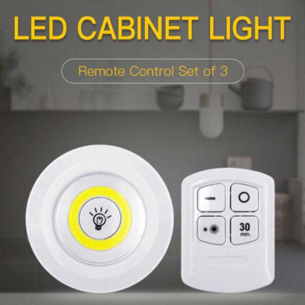 Tap Led Light With Remote Control (Pack Of 3 Lights) | LED Cabinet Light