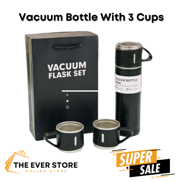 3 In 1 Vacuum Insulated Thermal Flask Set With Cup Set | Vacuum Bottle