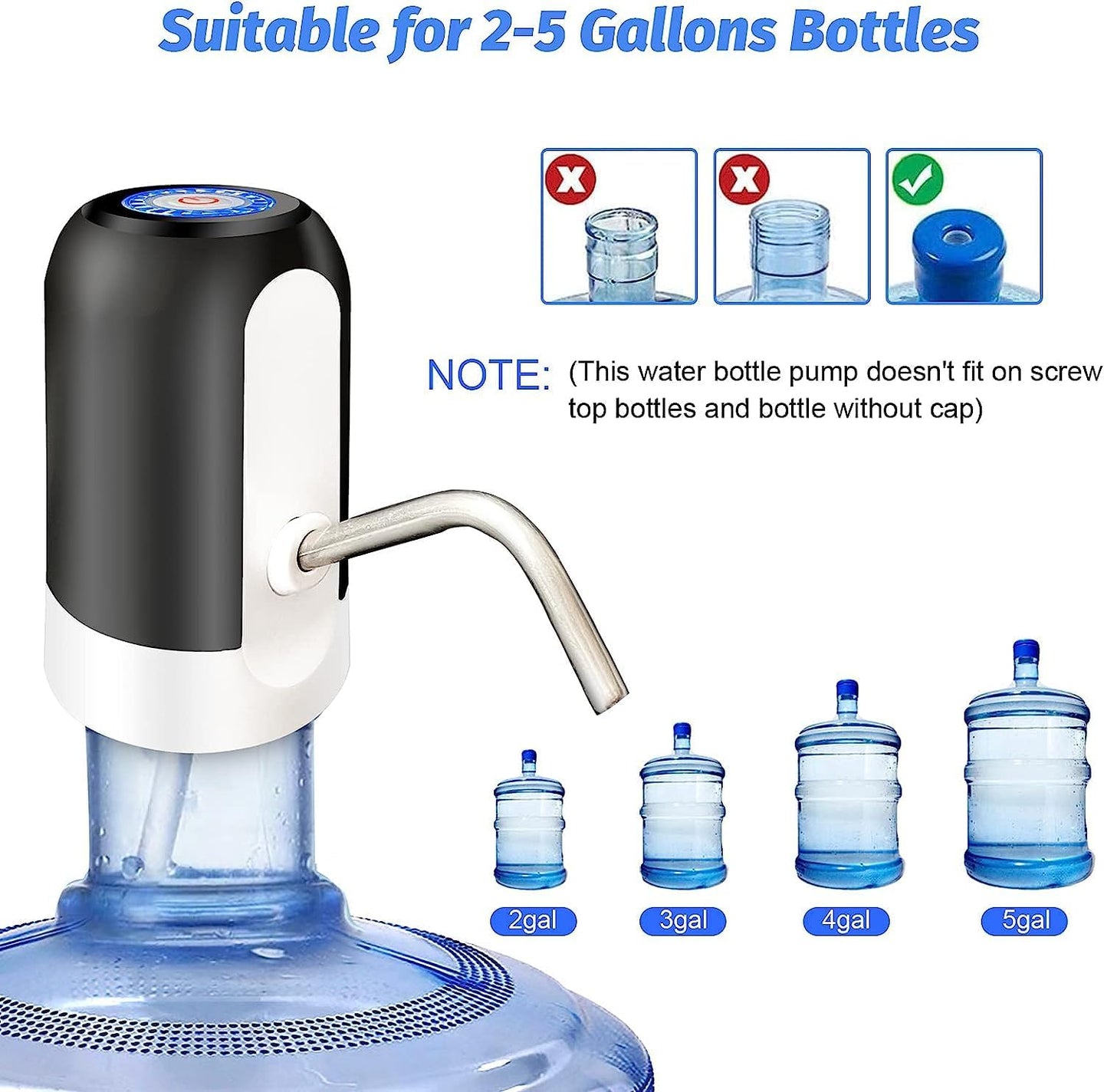 Portable electric Water Bottle Pump | Rechargeable Automatic Touch Water Dispenser