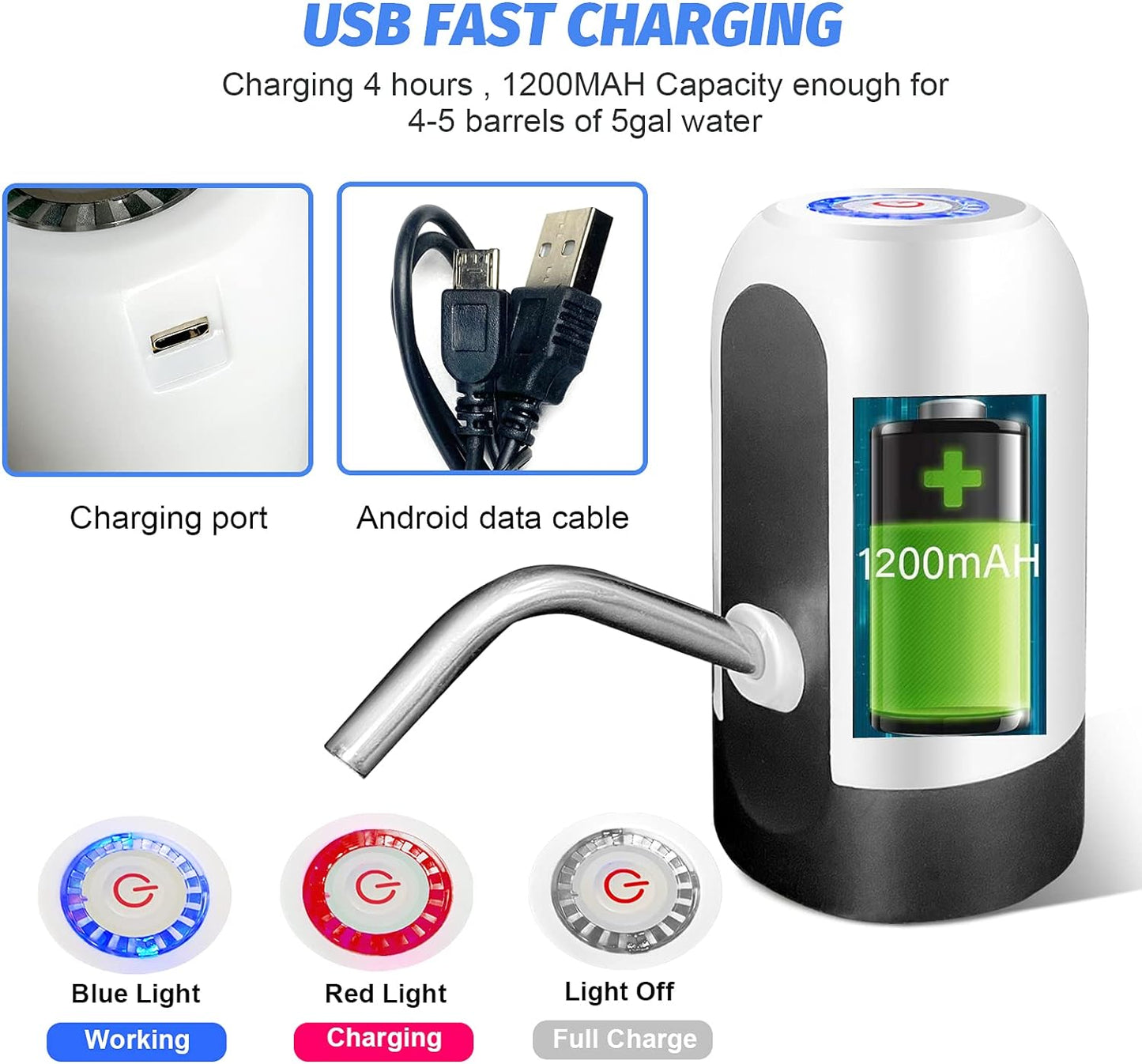 Portable electric Water Bottle Pump | Rechargeable Automatic Touch Water Dispenser