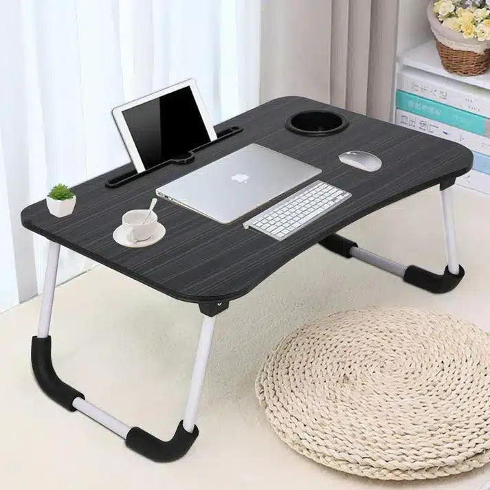 Folding Multi-Purpose Laptop Table | Portable Laptop Workbench with tab, Mobile & Cup Holder | Study Table