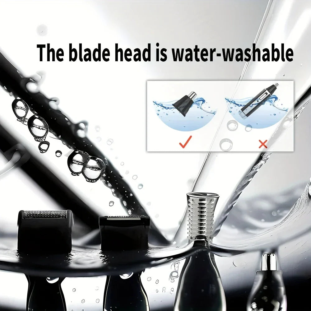 Kemei 4-in-1 Professional Grooming Kit | USB Rechargeable Nose & Ear Hair Trimmer, Beard and Eyebrow Razor