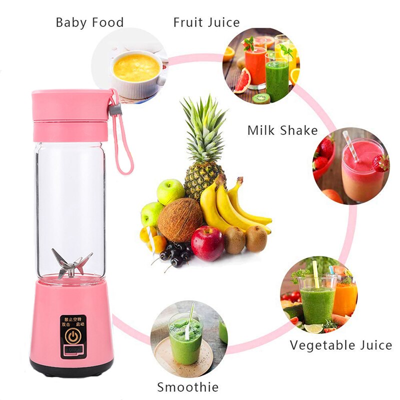 Portable USB Rechargeable Juicer Blender with 6 Blades - Portable Mixer