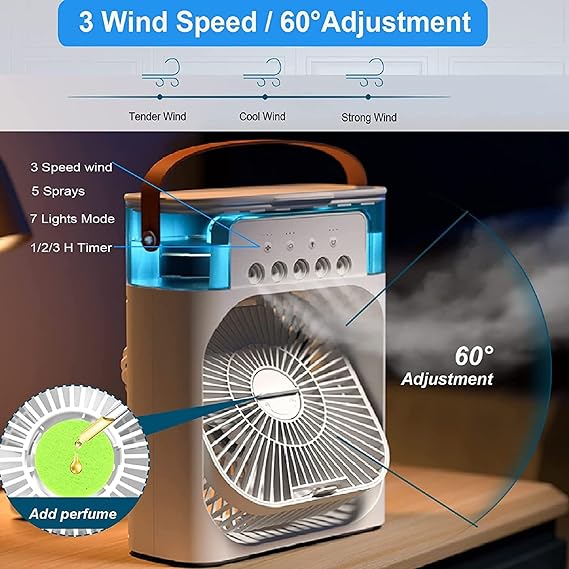 Multifunction USB Portable Air Conditioner Humidifier Strong Wind | Mini Air Cooling Fan | Portable Air Cooler