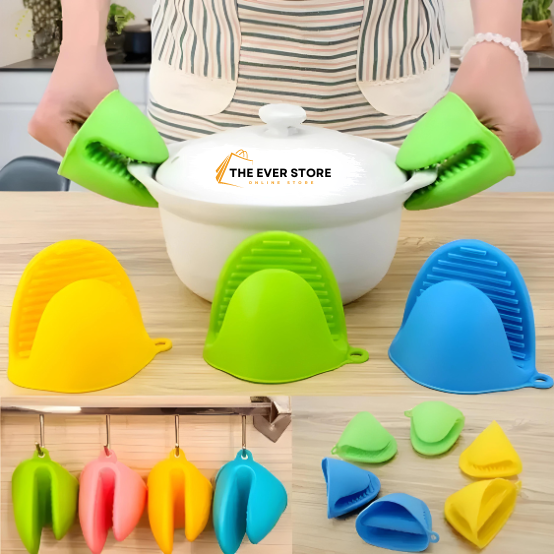 Silicone Heat Resistant Pot Holders  | Insulation Non-Stick Anti-slip Pot Bowel Holder Clips | Baking Oven Mitts-Pair